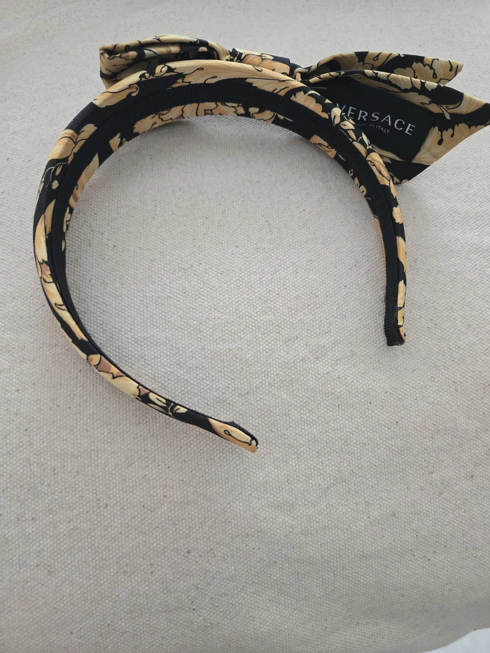 Versace Floral Black & Gold Knot Headband